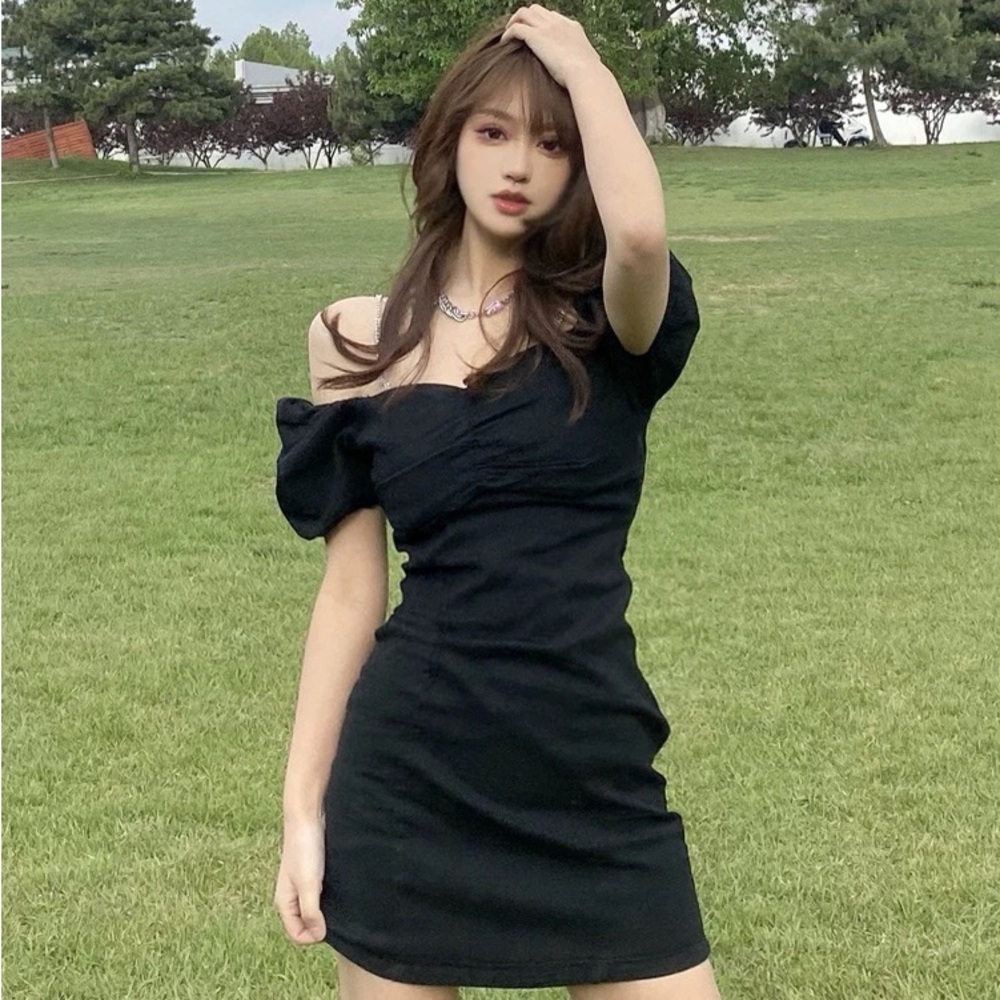 Black Ruched Dress
